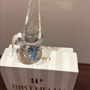 The Marina Ring: Aquamarine Cubic Zirconia Ring with Hematite Plating March 26